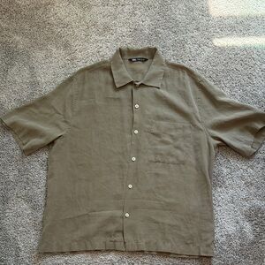 Zara Men's Casual Tan Button Down Shirt